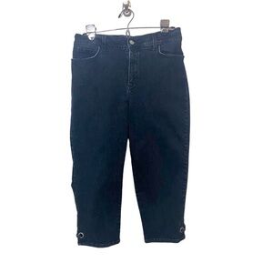 Not Your Daughters Jeans Cropped Capris Dark Blue Wash Sz 8 with Side Detailing